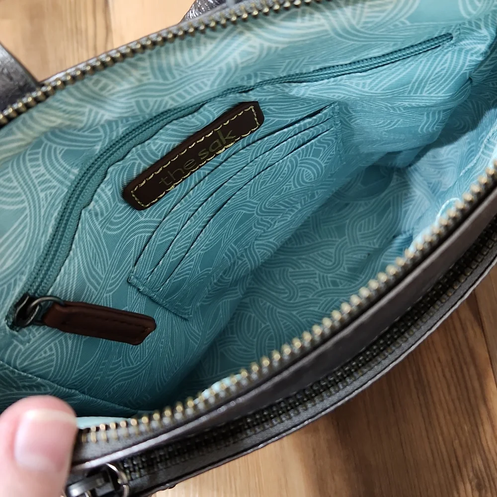The Sak Metallic Pewter Leather Backpack